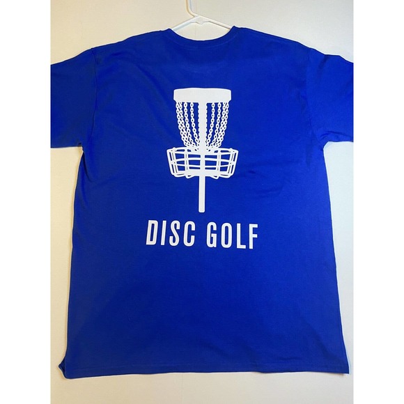 Disc Golf Double Basket Shirt Double Sided L Graphic T-Shirt Gildan Royal Blue - Picture 12 of 12